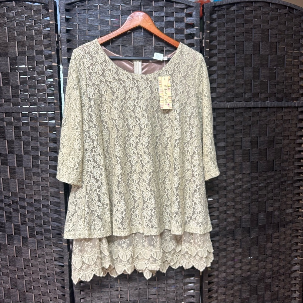 Lady Noiz vintage lacey artsy Aline tunic dress size large brand new